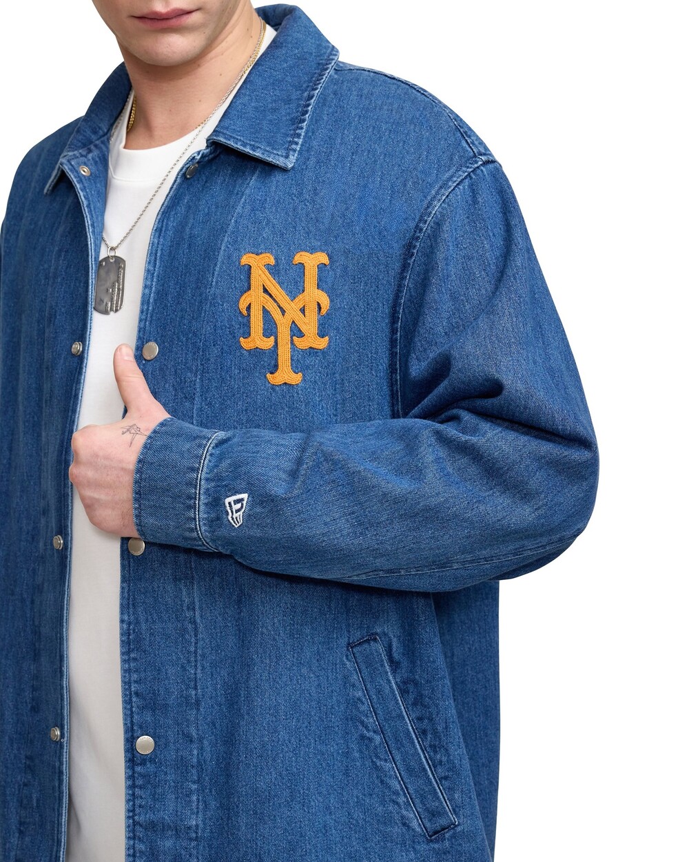 New Era New York Mets Denim Coach Jacket - Size M